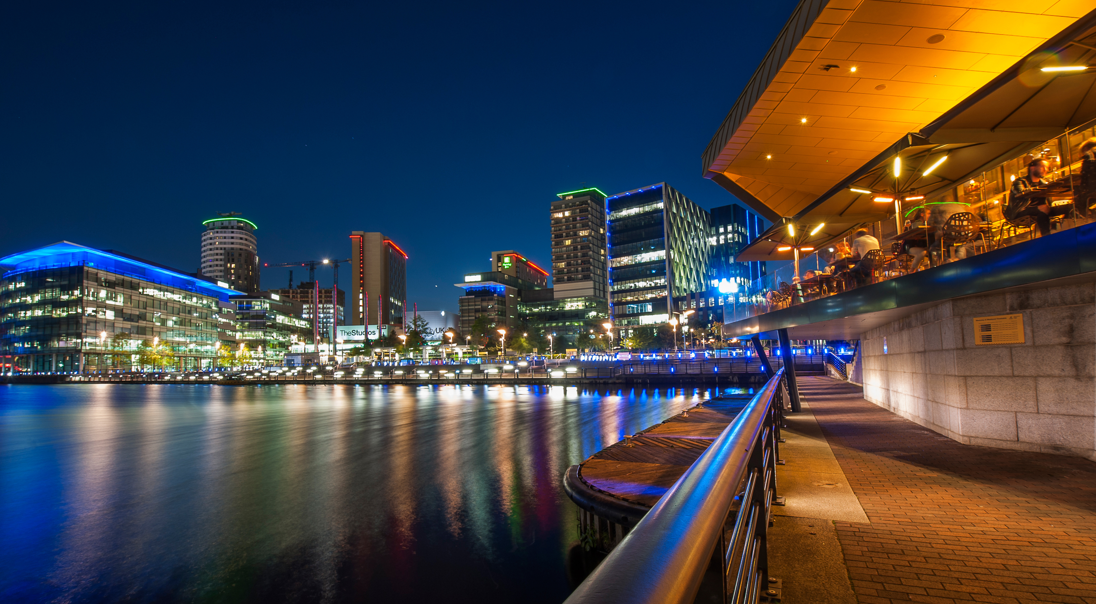 The Quays at night time
