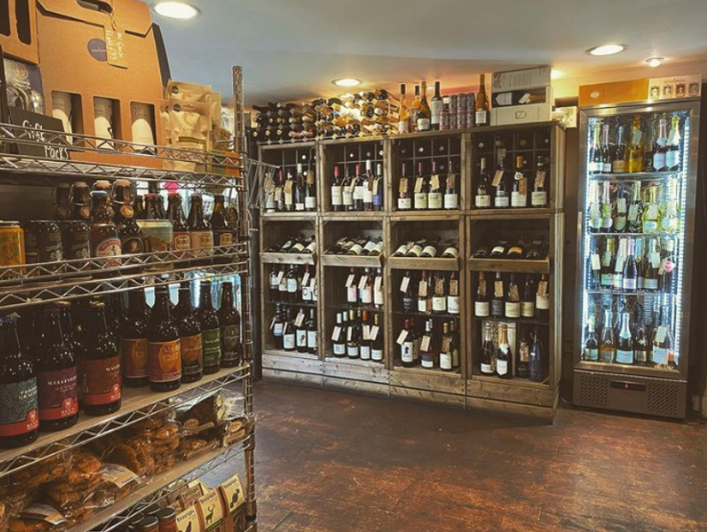 An image of the inside of Worsley Stores filled with bottles of wine