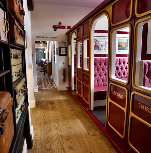 An image of old train carriages which are now used as a restaurant