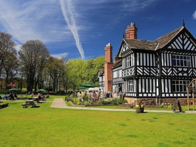 The exterior of Worsley Old Hall 