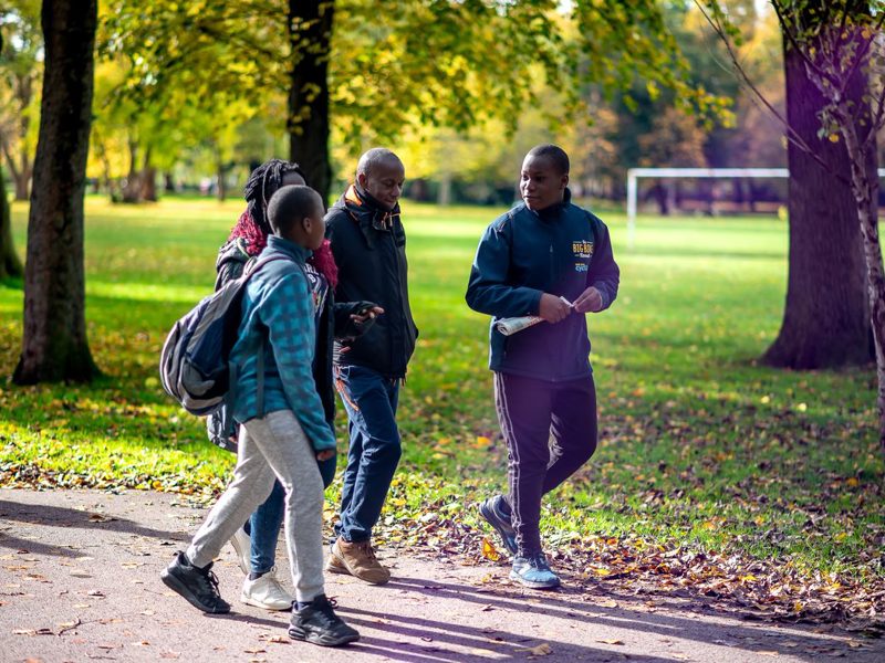 Men and women walking