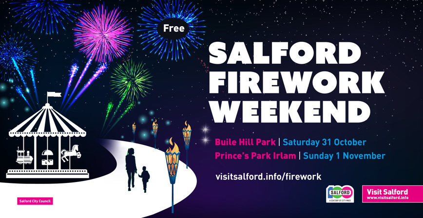 Promotional poster for Salford Firework Weekend